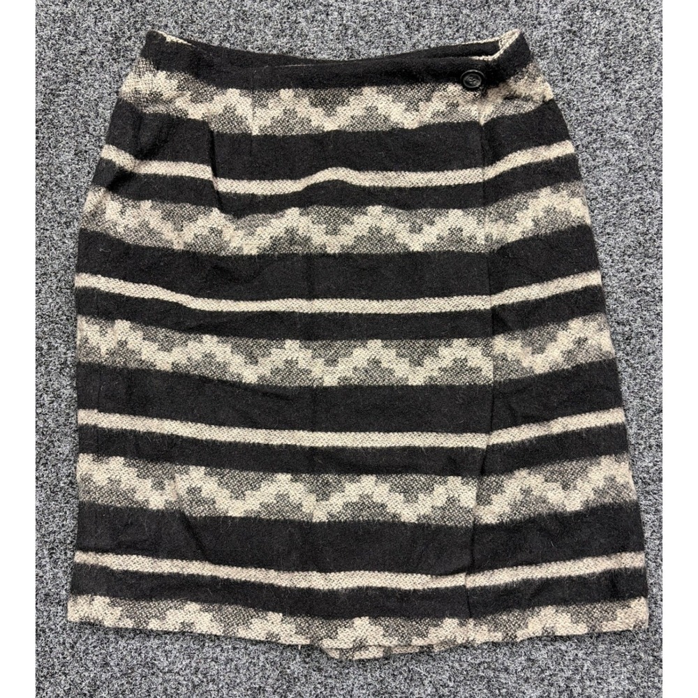 Jones New York Skirt Womens 10 Black Wool Geometric Wrap Mini Vintage USA Made